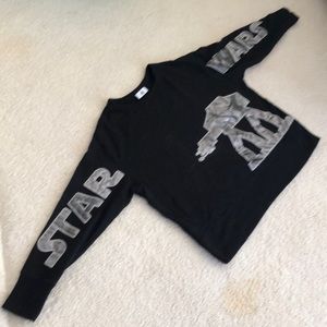 Disney Park AT-AT Star Wars silver appliqué black sweater shirt